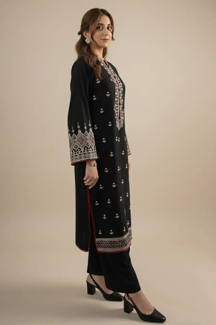 LAYL - Alpine Peach Embroidered 2-Piece Suit | Winter Collection 2025