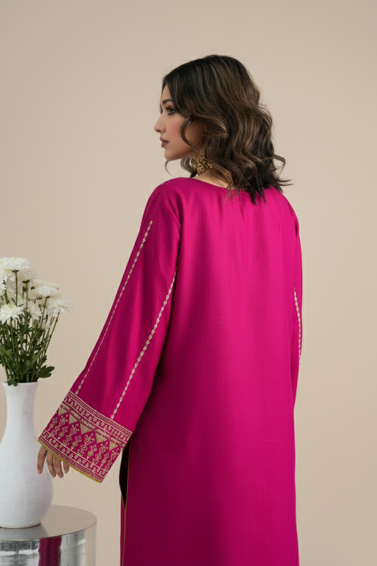 DURRAH - Marina Wool Pink Embroidered 2-Piece Suit | Winter Collection 2025