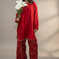 AROOS - Silk Karandi Red Embroidered 2-Piece Suit | Winter Collection 2025