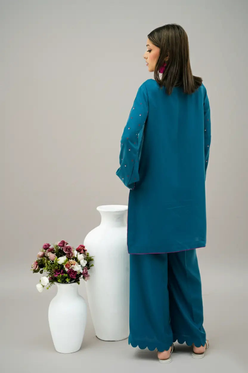 AMBER - Silk Karandi Zinc Embroidered 2-Piece Suit | Winter Collection 2025